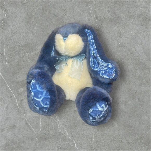 Dan Dee Collector's Choice Kids Blue Velvet Bunny Rabbit Plush Toy - Picture 3 of 16